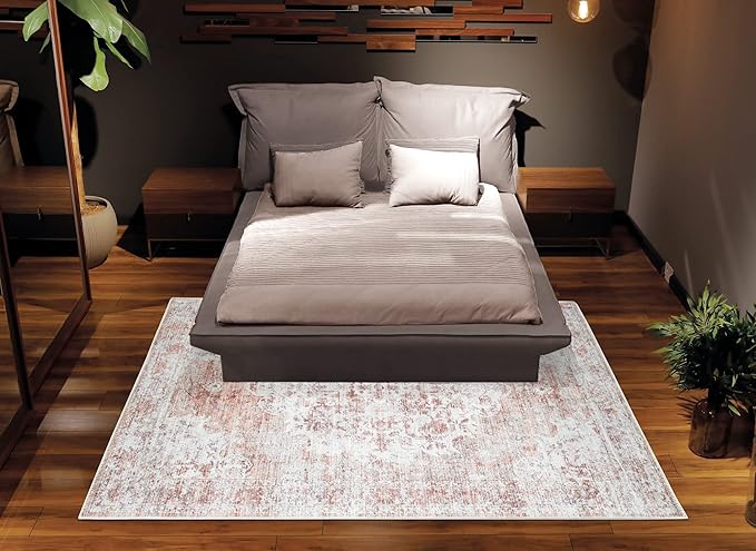 Bloom Rugs Washable Non-Slip 9' x 12' Rug - Ivory/Blush Traditional Area Rug for Living Room, Bedroom, Dining Room, and Kitchen - Exact Size: 9' x 12'