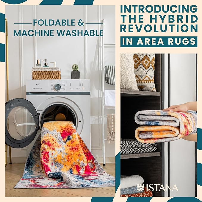 Istana Hallway Runner Rug 2x6 - Multi Colors Kitchen Rugs Non Slip Washable -Silk's Soft Touch Carpet Runner - Stylish Rug for Home