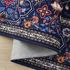 Rugcomf Runner Rug Vibrant Tree of Life-Patterned Vintage Kitchen Rugs Non Slip Washable Soft Carpet Runner for Laundry Bedroom Bathroom, Blue