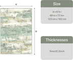 GENIMO 4x6 Rug for Entryway Washable Area Rug, Modern Abstract Small Rugs for Entrance Living Room, Bedroom Beside Rugs, Non-Slip Low Pile Lightweight Soft Carpet, Light Green