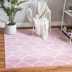 Rugs.com Lattice Frieze Collection Rug – 7' Square Light Pink Medium Rug Perfect for Living Rooms, Kitchens, Entryways