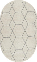 Unique Loom Trellis Frieze Collection Area Rug - Geometric (3' x 5' Oval, Ivory/ Gray)