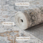 GENIMO Runner Rug 2'6''x12, Non Slip Vintage Hallway Runner Rugs, Low Pile Lightweight Machine Washable Mat for Hallway, Entryway, Bedroom, Kitchen and Corridor, Light Taupe Brown