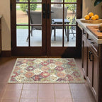 Lahome Washable Entryway Rug, 2x4 Kitchen Rugs for Entryway Bathroom, Non-Slip Indoor Door Mat Ultra-Thin, Small Oriental Throw Carpet for Bedroom Entry, Orange/Terracotta