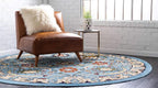 Unique Loom Espahan Collection Area Rug - Cape Cod (8'Round, Blue/ Black)