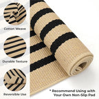 KOZYFLY Brown and Black Striped Porch Rug 2x3 Ft Small Area Rug Cotton Outdoor Doormat Front Door Rugs Washable Outdoor Rugs Farmhouse Layered Door Mat for Front Door Entryway Patio Porch