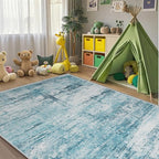 10x12 Abstract Area Rugs for Living Room, Modern Teal Grey Washable Indoor Rug for Bedroom, Soft Large Non-Slip Carpet for Dining Room Home Office Farmhouse Decor - Teal+Gray