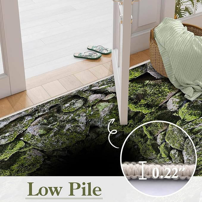 3D Hole Area Carpets, 3x5ft, Optical Illusion Design Pattern Floor Rugs, Realistic Abyss Perspective Effect Non-Shedding Playing Mat, Cozy Thin Breathable Durable Rug for Living Room