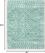 Wonnitar Moroccan Sage Green Area Rugs 5x7, Washable Rugs Non-Slip Soft Large Rug for Bedroom, Non-Shedding Farmhouse Stain Resistant Floor Carpet for Bedside Playroom Dining Room (Mint Green,5'x7')
