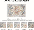 Area Rug 3×5, Vintage Boho Rug,Ultra-Soft Low Pile, Washable, Non Slip,Stain Resistant Printed Carpet for Living Room Bedrooms Playroom Office Kitchen, Blue/Red