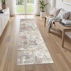 2X8 Washable Runner Rug for Hallway: Soft Neutral Modern Abstract Area Rug - Non-Slip Low Pile Long Throw Indoor Carpet for Kitchen Entryway Kitchen Bedroom Laundry- Brown Grey