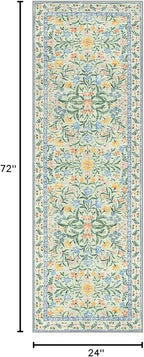 Morebes Washable Kitchen Runner Rug 2x6, Green Boho Floral Hallway Rug Runner Non Slip,Vintage Flower Soft Ultra-Thin Indoor Throw Carpet for Entryway Bathroom Laundry Room