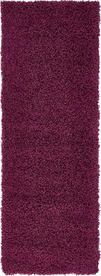 Unique Loom Solid Shag Collection Area Rug (2' 2" x 6' 7" Runner Eggplant Purple)