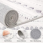 Nakagishi Runner Rug Kitchen Washable Rugs: 3x8 Non-Slip Boho Soft Modern Stain Resistant Indoor Floor Neutral Farmhouse Throw Carpet for Hallway Bathroom Laundry Room Entryway Bedroom- Grey