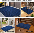 Front Door Mat Outside Entrance, Outdoor Indoor Door Mats for Entryway, Entrance, Entry, Patio, Waterproof Non Slip Doormat, Low-Profile, 24" × 35“, Navy Blue