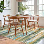 Modern Abstract 6x9 Machine Washable Living Room Rug Non-Slip Soft Bedroom Area Rug Green Mustard Multi Ultra Thin Print Faux Wool Floor Carpet Throw Rug for Nursery Playroom Dining Room Indoor