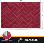 PURRUGS Easy Care Area Rug 4.5ft x 7ft, Non-Slip Machine Washable Entry Rug, Dog Door Mat, Stain Resistant Accent Rug for Hallway, Bedroom, Living Room and Mudroom, Cherry Red
