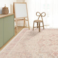 RUGGABLE Washable Area Rug – Kamran Soft Pink 10x14, Stain-Resistant, Non-Slip – Large Machine Washable Rugs for Living Room, Bedroom, Hallway, Entryway & Office–with Cushioned Pad