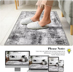 Washable Abstract Rug, 2x3 Small Modern Area Rugs with Non-Slip Rubber Backed for Kitchen, Thin but Soft Throw Carpet Bedroom Entryway Front Door Decor, Dark Grey