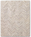 Elegant Rectangular Rug Cowhide Leather Luxury Non Slip Chevron Patchwork Area Rug for Bedroom and Home Décor Floor Carpet (Beige-9 x 12 ft)