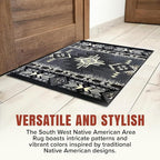 YHSF South West Native American Area Rug C318 - Easy Clean, Thick, Soft, Durable Native Tribal American Indian Inspired Rug for Bedroom/Living Room and More - Grey, 2 Feet x 3 Feet 4 Inches