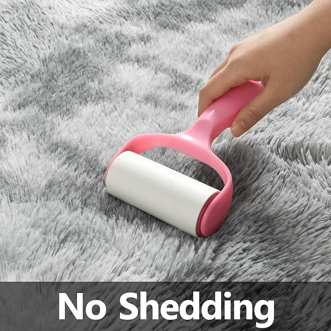 Large Shag Area Rugs 6 x 9, Tie-Dyed Plush Fuzzy Rug for Living Room, Ultra Soft Fluffy Furry Rugs for Bedroom, Indoor Carpet Nursery Rugs for Kids Room Home Decor, Light Grey