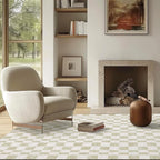EVERGRACE Checkered Plaid Area Rug 5x7, Soft Faux Wool Rugs Washable Anti Slip Rugs Large Rug Carpet for Entryway Bedroom Living Room Hallway Kitchen Dining Room and Laundry Room, Beige