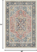 RUGGABLE Washable Vintage Area Rug – Kamran Cayenne Red 4x6, Stain-Resistant, Non-Slip – Medium Machine Washable Rugs for Living Room, Bedroom, Hallway, Entryway & Office–with Standard Pad
