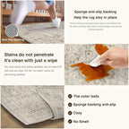 HUGEAR Washable Hallway 2x8 Runner Rugs Retro Beige Vintage Distressed Non Slip Stain Resistant Low Pile Neutral Throw Carpet for Bedside Kitchen Entryway Home Decor