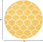 Rugs.com Lattice Frieze Collection Rug – 5' Round Yellow Medium Rug Perfect for Kitchens, Dining Rooms