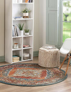Unique Loom Isabella Collection Area Rug - Rossellini (5' 1" Round, Rust Red/ Beige)