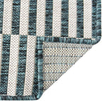 Unique Loom Outdoor Striped Collection Area Rug - Striped (2' x 6' 1" Runner, Teal/Ivory)