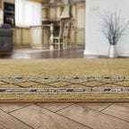Antep Rugs Alfombras Modern Bordered 5x7 Non-Skid (Non-Slip) Low Profile Pile Rubber Backing Indoor Area Rugs (Brown, 5' x 7' Oval)