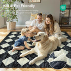Lahome Machine Washable Area Rugs for Bedroom Aesthetic, 4x6 Soft Living Room Area Rug Non Slip Entryway Rugs, Moroccan Trellis Printed Black and White Indoor Kitchen Carpet for Bedside Office