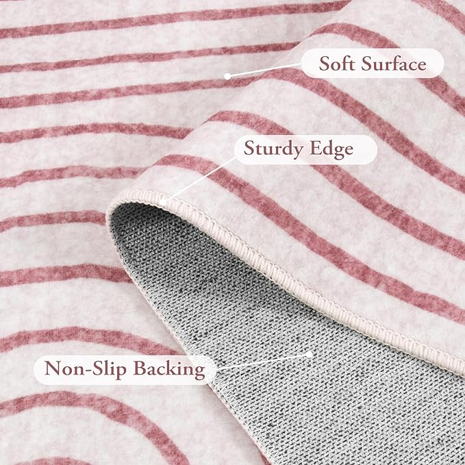 Lahome Abstract 6x9 Area Rugs, Soft Pink Rugs for Bedroom Girls, Ultra-Thin Non Slip Washable Throw Large Carpet for Living Room Dining Room Office (6'x9',Pink)