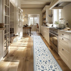 EVERGRACE Hallyway Area Runner Rugs 2x10, Boho Floral Faux Wool Indoor Outdoor Rugs, Washable Rugs for Bedroom Dining Room Living Room Kitchen, Low Pile Floor Mat Carpet for Home Decor, Porcelain Blue