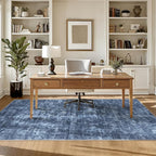 WITSHOCK 5x7 Area Rugs for Living Room: Machine Washable Non Slip Modern Abstract Carpet - Low Pile Print Rug for Bedroom Dining Room - Stain Resistant for Household - Pet Owners (Blue White)