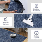 RUGSREAL Washable Area Rug for Bedroom 5x7 Contemporary Dining Room Throw Rug Low-Pile Solid Modern Rug Non-Slip Stain Resistant Home Office Solid Rug for Living Room Bedroom Kids Room, 5' x 7' Blue
