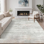 Bavni Washable Rug, Soft Abstract Rugs Non-Slip, Thin Foldable 3x5 Rug, Modern Stain Resistant Area Rug for Living Room, Kitchen, Bedroom, White/Grey