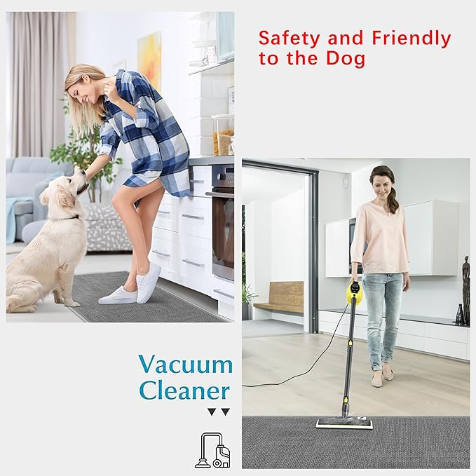 GOYLSER Gray 2x10 Runner Rug for Hallway, Water Absorbent Laundry Room Rug Runner, Natural Jute Long Carpet Runners for Hallway