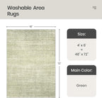 Valenrug Washable Rugs 4x6 - Stain Resistant 4x6 Area Rugs for Living Room, Non Slip Backing Printed Rugs for Bedroom, Folable Machine Washable Area Rug(4'x6', Green)