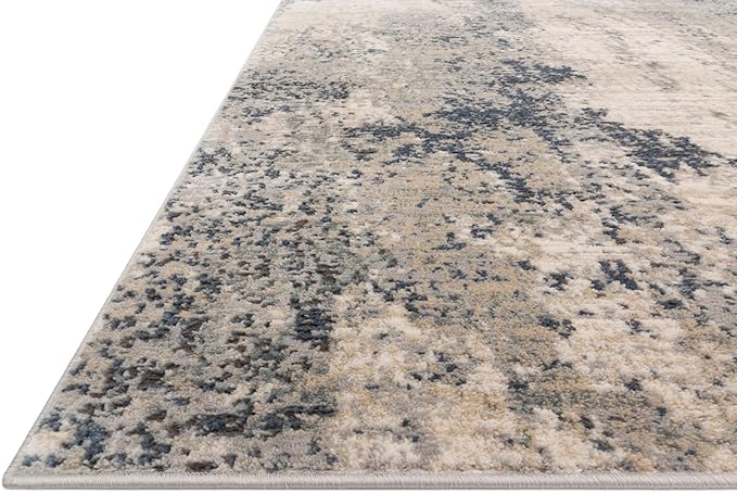 Loloi Teagan Collection TEA-07 Natural/Denim 9'-9" x 13'-6" Area Rug, Large, Soft Neutral Rug, High-Traffic for Living Room, Bedroom, Home Office, Dining Area