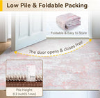 Washable Area Rugs Square 7ft Non-Slip Modern Abstract Soft for Living Room Entryway Bedroom Nursery, Print Pattern, Grey Pink