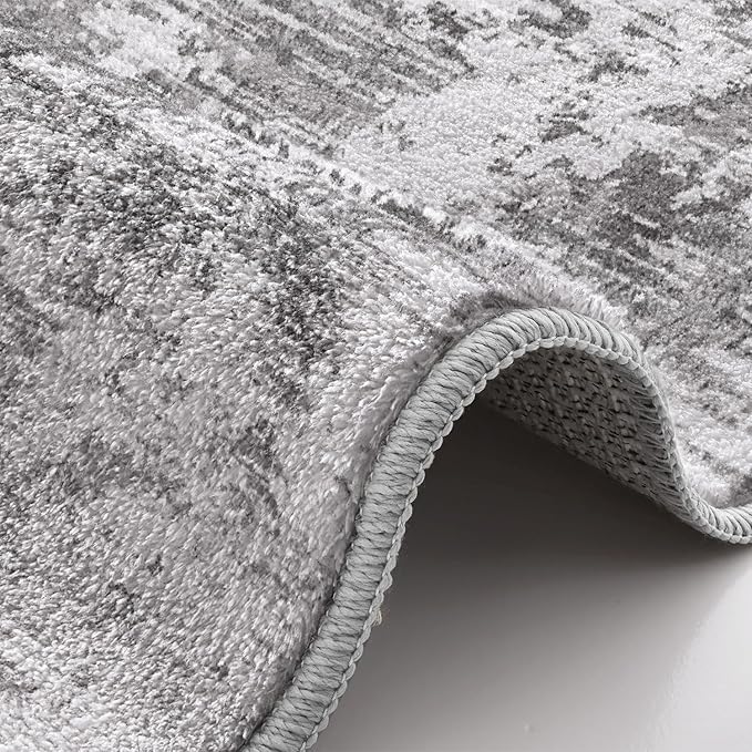 LUMI 5x8 Washable Area Rug for Living Room, Ultra Soft Modern Neutral Grey Rugs Non Slip with Rubber Backing, Low Profile, High Traffic, Stain Resistant Carpets, Ideal for Bedroom, Dining Room