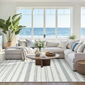 jinchan Moroccan Boho 8x10 Area Rugs for Living Room - Machine Washable Soft Throw Rug Bohemian Ripple Design Non-Slip Neutral Carpet for Bedroom Dining Room Home Office (8‘x10', Grey)