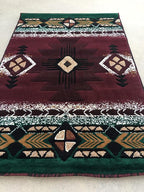 YHSF South West Native American Area Rug C318 - Easy Clean, Thick, Soft, Durable Native Tribal American Indian Inspired Rug for Bedroom/Living Room and More - Burgundy, 2 Feet x 3 Feet 4 Inches