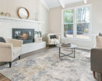 10x14 Area Rug Living Room Rugs - Washable Neutral Modern Abstract Soft Thin Large Rug Indoor Floor No Slip Rug Carpet for Bedroom Under Dining Table Home Office Decor - Blue Grey