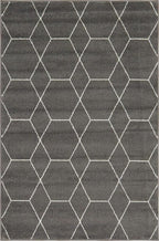 Unique Loom Trellis Frieze Collection Area Rug - Geometric (4" x 6", Dark Gray/ Ivory)