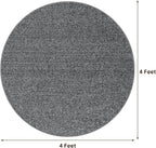 LBRO2M Easy Jute Solid Area Rug 4X4 Round Washable Rugs for Living Room Dining Room Bedroom Natural Jute Look Indoor Outdoor Rug Durable, Solid Non Shedding Eco Friendly (4X4 Black Gray)