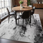 Washable Abstract Rug, 5x8 Modern Area Rugs with Non-Slip Rubber Backed for Living Room, Thin but Soft Contemporary Carpet Kitchen Bedroom Dining Room Decor, Black Grey